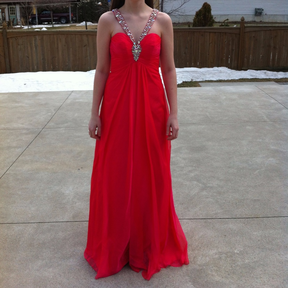 Long Red Prom Dress - Picture 2 of 8